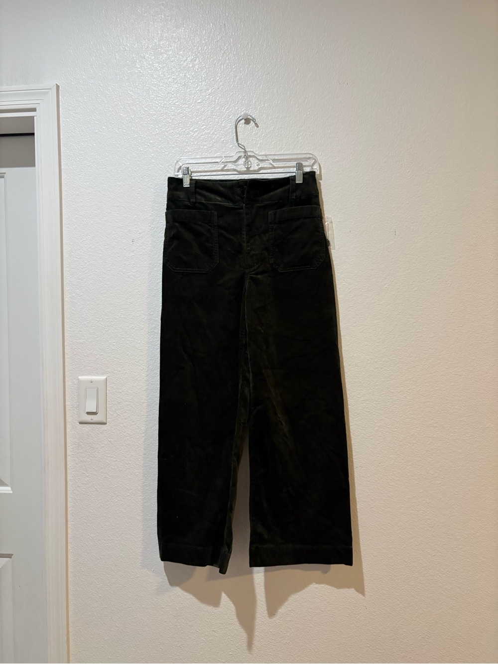 Maeve THE COLETTE 27 Green Wide-Leg Corduroy Pants